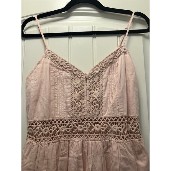 Abercrombie & Fitch Women’s Smock Back Lace-Trimmed Mini Dress Size M Blush Pink - Picture 3 of 7